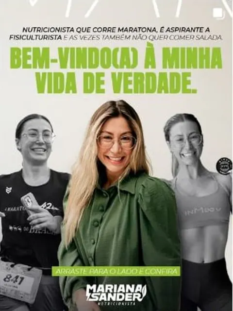 Colagem de Mariana em momentos de consultório, corrida e treino.